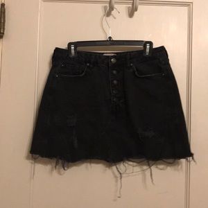FREE PEOPLE distressed black denim skirt